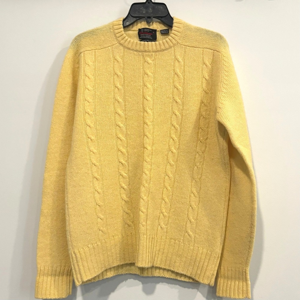 Vtg Richman Brothers Men Sweater Large Cable Knit Shetland Wool Blend Cozy 21054